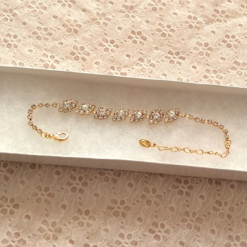 NEW Clear Crystal 14k Yellow Gold Plated Bracelet Women's Jewelry Gifts